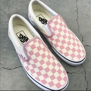 Pink and white checkered vans